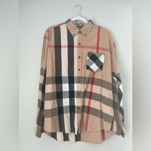 Burberry Men’s Somerton Check Button Down Cotton Long-Sleeve Shirt